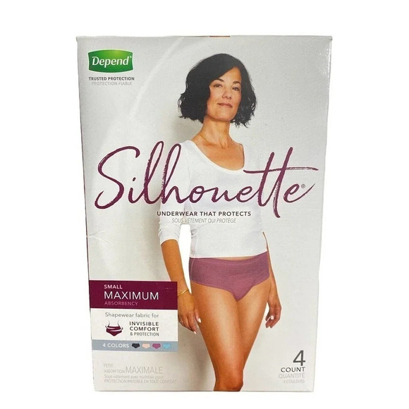 Depend SILHOUETTE Size Small Underwear Maximum Absorbency 4 Colors For Women New - Picture 1 of 4